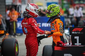 Charles Leclerc Celebrates Qualifying On Pole At The F1 Hungarian Grand Prix - Budapest