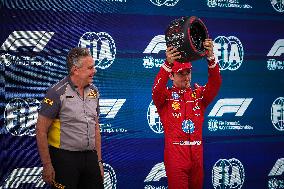 Charles Leclerc Celebrates Qualifying On Pole At The F1 Hungarian Grand Prix - Budapest