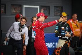 Charles Leclerc Celebrates Qualifying On Pole At The F1 Hungarian Grand Prix - Budapest
