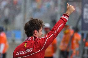 Charles Leclerc Celebrates Qualifying On Pole At The F1 Hungarian Grand Prix - Budapest