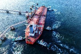 An Oil Tanker Carrying Imported Crude Oil