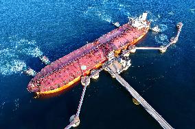 An Oil Tanker Carrying Imported Crude Oil