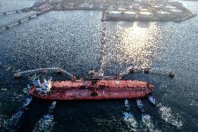 An Oil Tanker Carrying Imported Crude Oil