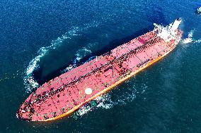 An Oil Tanker Carrying Imported Crude Oil