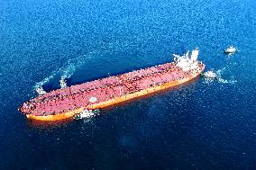 An Oil Tanker Carrying Imported Crude Oil