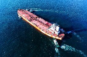 An Oil Tanker Carrying Imported Crude Oil