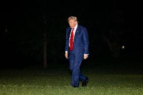 US President Trump returns to DC from Bedminster