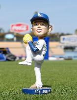 Baseball: Dodgers pitcher Sasaki's bobblehead doll