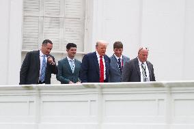 DC: President Trump walks on roof of the West Wing of the White House