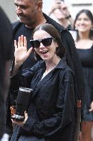 Lily Collins Leaving Emily In Paris Set - Paris