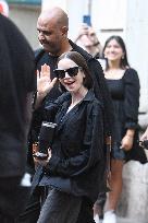 Lily Collins Leaving Emily In Paris Set - Paris