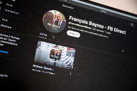 Illustration - Francois Bayrou Launches YouTube Channel 'FB Direct' - Paris