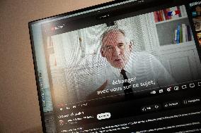Illustration - Francois Bayrou Launches YouTube Channel 'FB Direct' - Paris