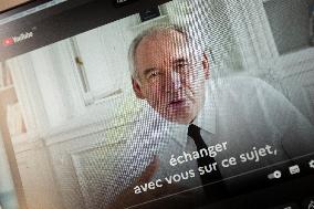 Illustration - Francois Bayrou Launches YouTube Channel 'FB Direct' - Paris