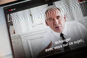 Illustration - Francois Bayrou Launches YouTube Channel 'FB Direct' - Paris