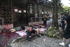 Protest for 'Free Palestine' at Egyptian Consulate - Milan