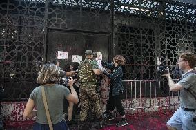 Protest for 'Free Palestine' at Egyptian Consulate - Milan