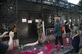 Protest for 'Free Palestine' at Egyptian Consulate - Milan