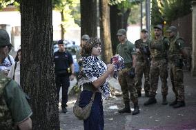 Protest for 'Free Palestine' at Egyptian Consulate - Milan