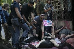 Protest for 'Free Palestine' at Egyptian Consulate - Milan