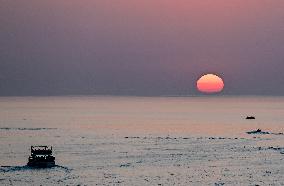 Sunset Over Caspian Sea in Aktau - Kazakhstan
