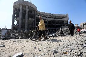 Damage After an Israeli Airstrike - Gaza