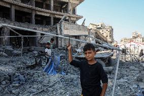 Damage After an Israeli Airstrike - Gaza