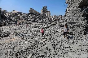 Damage After an Israeli Airstrike - Gaza
