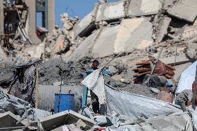 Damage After an Israeli Airstrike - Gaza