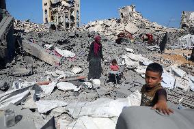 Damage After an Israeli Airstrike - Gaza