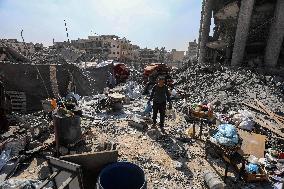 Damage After an Israeli Airstrike - Gaza