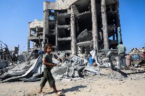 Damage After an Israeli Airstrike - Gaza
