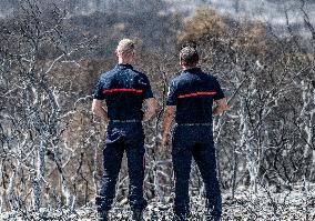 Aftermath of the huge fire in the Corbières Aude - France