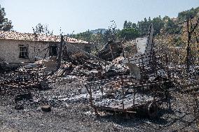 Aftermath of the huge fire in the Corbières Aude - France