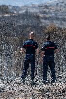 Aftermath of the huge fire in the Corbières Aude - France