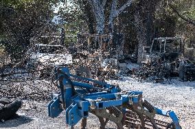 Aftermath of the huge fire in the Corbières Aude - France