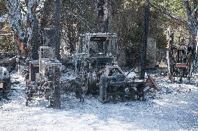 Aftermath of the huge fire in the Corbières Aude - France
