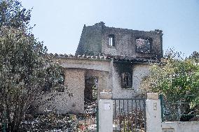Aftermath of the huge fire in the Corbières Aude - France