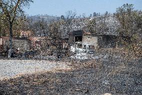 Aftermath of the huge fire in the Corbières Aude - France