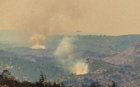 Aftermath of the huge fire in the Corbières Aude - France