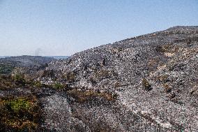 Aftermath of the huge fire in the Corbières Aude - France