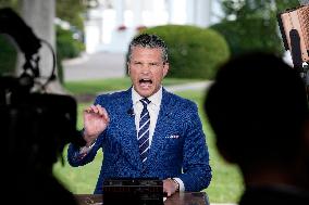 Pete Hegseth during TV interview - Washington