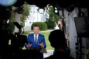 Pete Hegseth during TV interview - Washington