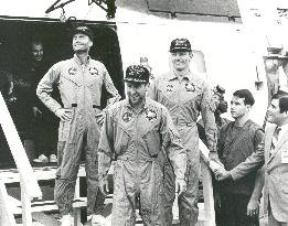 Apollo 13 Astronauts on the U.S.S. Iwo Jima