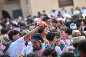 Chupinazo of the Fiestas of San Lorenzo in Huesca - Spain