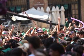 Chupinazo of the Fiestas of San Lorenzo in Huesca - Spain