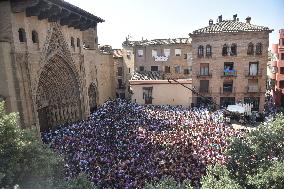 Chupinazo of the Fiestas of San Lorenzo in Huesca - Spain