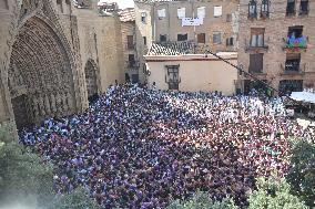 Chupinazo of the Fiestas of San Lorenzo in Huesca - Spain