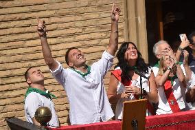Chupinazo of the Fiestas of San Lorenzo in Huesca - Spain