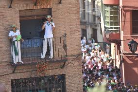 Chupinazo of the Fiestas of San Lorenzo in Huesca - Spain